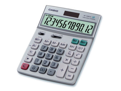 LOMMEREGNER CASIO DF-120ECO TAX, 12 CIFRE, DUALPOWER 