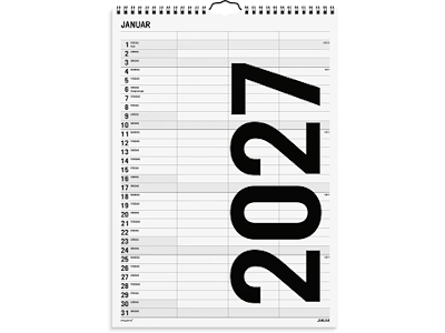 KALENDER MAYLAND 2027 27066520 FAMILIEKALENDER BLACK & WHITE 3 KOLONNER 24X34CM