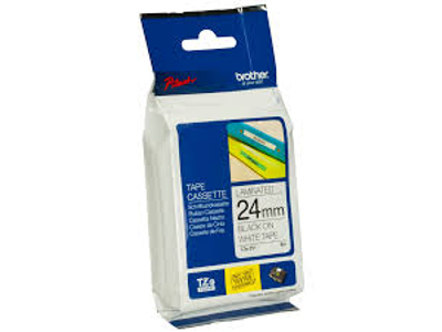 PRÆGETAPE BROTHER TZe251 24MMX8M. SORT TEKST PÅ HVID TAPE 