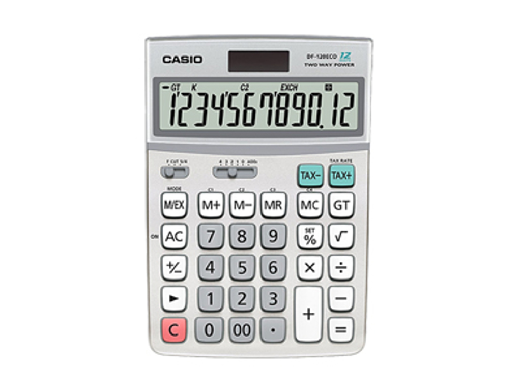 LOMMEREGNER CASIO DF-120ECO TAX, 12 CIFRE, DUALPOWER 