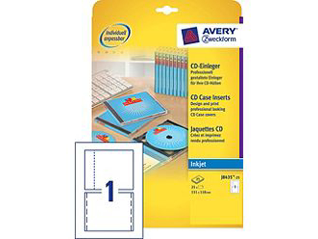 INKJET AVERY CD-OMSLAG, FOR OG*** BAGSIDE, J8435-25 