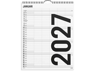 KALENDER MAYLAND 2027 27066550 FAMILIEKALENDER BLACK & WHITE 5 KOLONNER 24X34CM