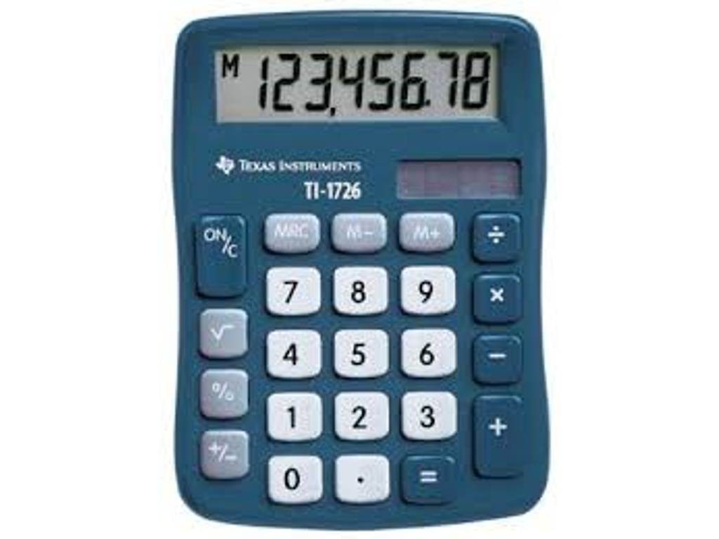 LOMMEREGNER TEXAS TI-1726 SKRÅTSTILLET 8-CIFRET DISPLAY 