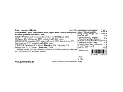 SUMMERBIRD CHOKOLADE AMBER LIQUORICE 110GR. 9117