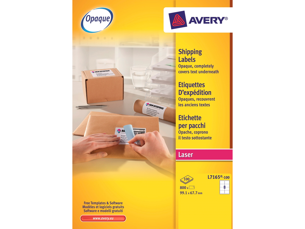 LASER AVERY ETIKET A4, 99,1X67,7 MM., 100 ARK, L7165-100       *** 