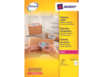 LASER AVERY ETIKET A4, 99,1X67,7 MM., 100 ARK, L7165-100       *** 