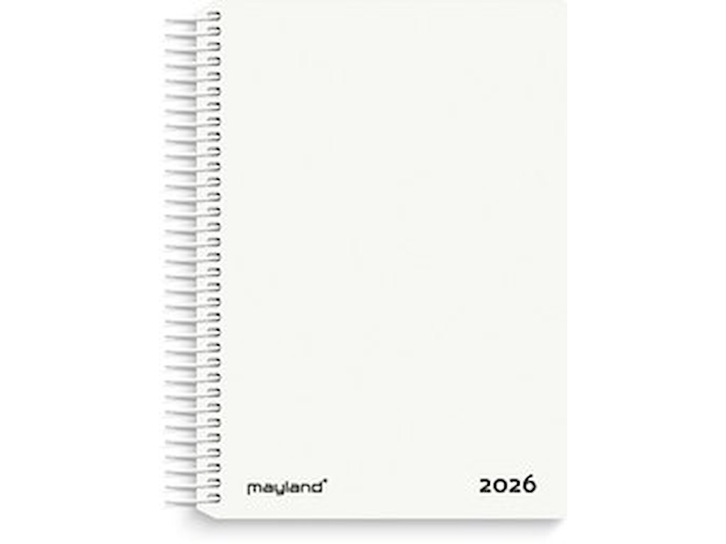 KALENDER MAYLAND 2026 26210010 DAGKALENDER HVID PP-PLAST 17,5X13,5CM