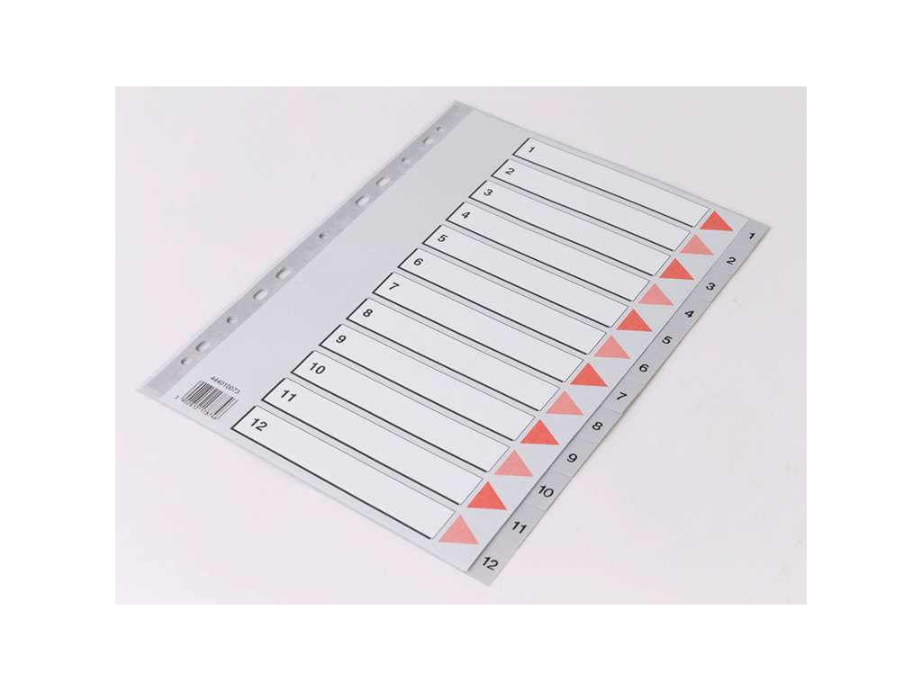 REGISTER Q-LINE A4 PLAST 1-12 GRÅ MED KARTONFORBLAD 17874