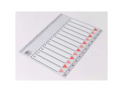 REGISTER Q-LINE A4 PLAST 1-12 GRÅ MED KARTONFORBLAD 17874