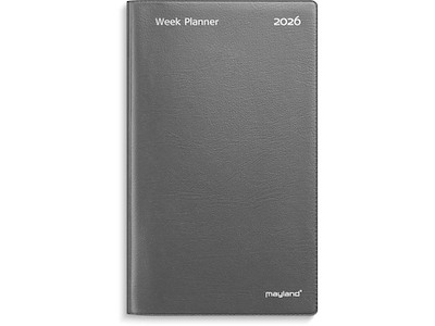 KALENDER MAYLAND 2026 26088000 WEEK PLANNER HØJFORMAT GRÅ VINYL 9,5X16,8CM