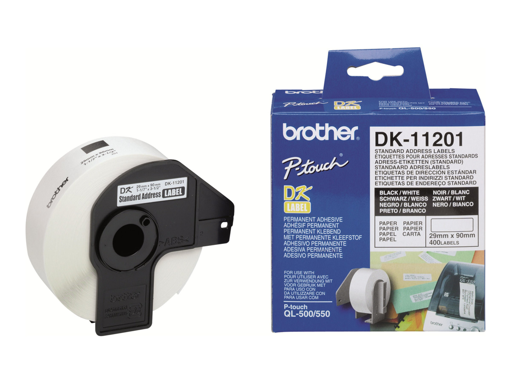 ETIKET TIL BROTHER LABELPRINTER ADRESSE 29X90MM 400 STK DK11201 