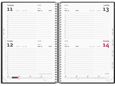 KALENDER MAYLAND 2026 26205000 2-DAGSKALENDER TVÆRFORMAT PP SORT 11,7X17,1CM