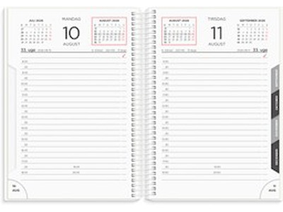KALENDER MAYLAND 2026 26210010 DAGKALENDER HVID PP-PLAST 17,5X13,5CM