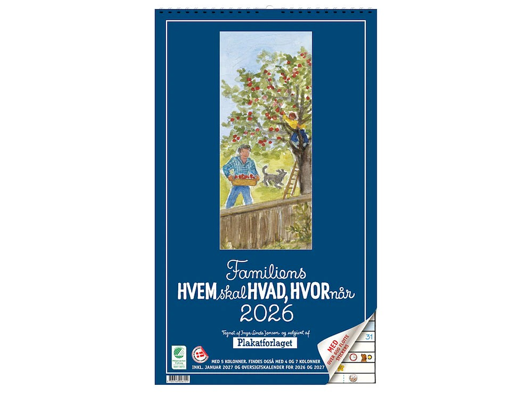 KALENDER PLAKATFORLAGET 2026 FAMILIENS HVEM SKAL HVAD 5 KOLON. 29X48CM 2615