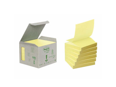 BLOK POST-IT R-330 Z-FOLD 76X76MM GUL PK. A 6 STK. NY MILJØUDGAVE 