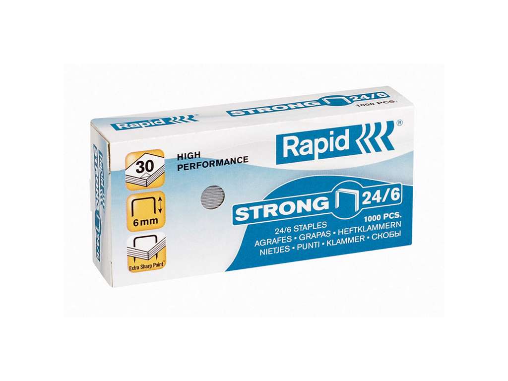 HÆFTEKLAMME RAPID STRONG 24/6 GALVANISERET 1000 STK/PK 