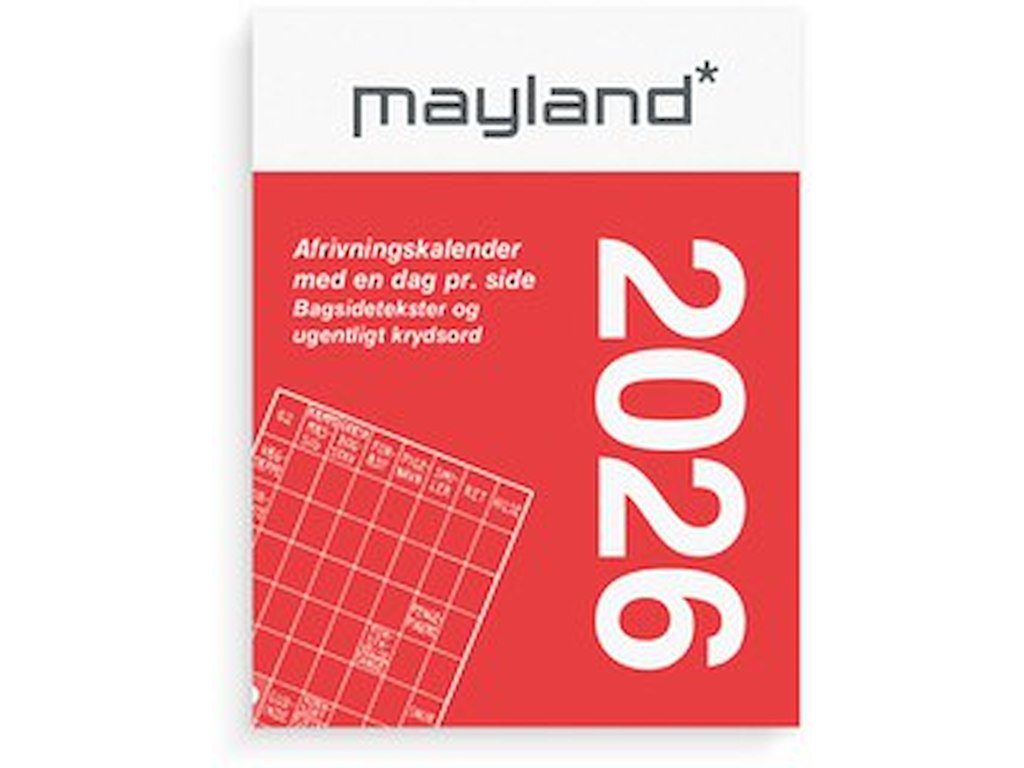 KALENDER MAYLAND 2026 26241000 BRODERIKALENDER M/SPLIT OG  BAGSIDETEKST 6,4X5CM