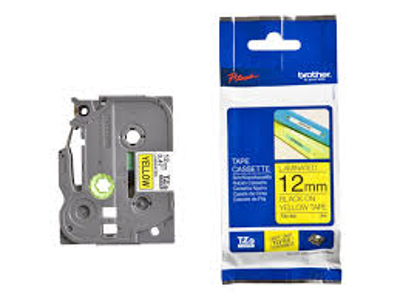 PRÆGETAPE BROTHER TZe631 12MMX8M. SORT TEKST PÅ GUL TAPE 