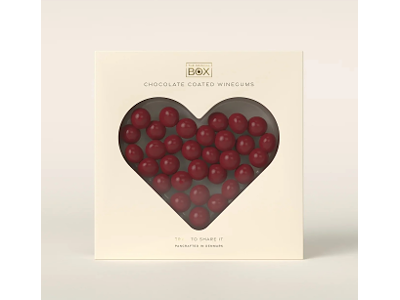 THE ORIGINAL BOX HEART BOX 240GR. VINGUMMI MED HINDBÆR OG HVID CHOKOLADE