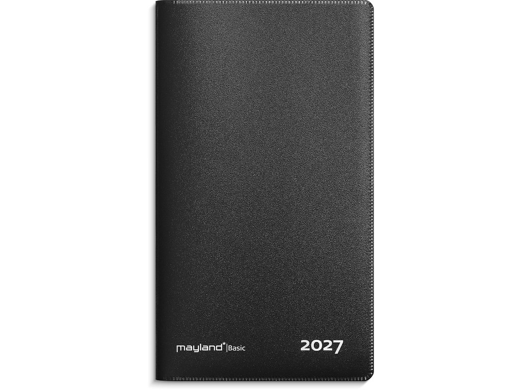 KALENDER MAYLAND 2027 27090100 BASIC MÅNEDSKALENDER SORT PP-PLAST 8,8X16,66CM