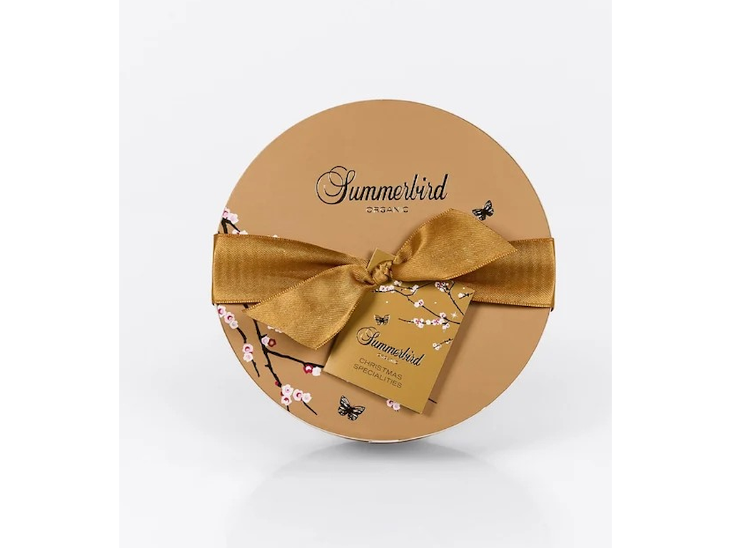 SUMMERBIRD CHRISTMAS SPECIALITIES AMBER CHOKOLADE, HASSELNØDDER M/M.CHOKOLADE AMBER M. PRALINÉ 90GR. 
