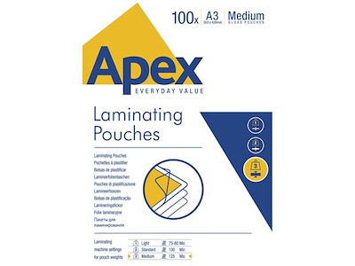 LAMINERINGSLOMME A3 125 MIC. BLANK 303X246MM PK. A 100 STK.     ()