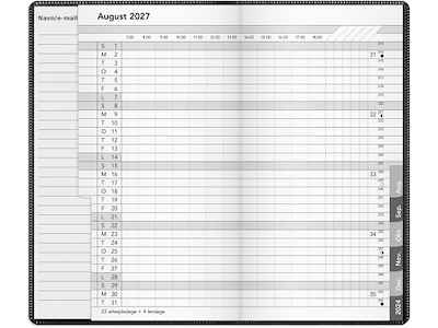 KALENDER MAYLAND 2027 27090100 BASIC MÅNEDSKALENDER SORT PP-PLAST 8,8X16,66CM