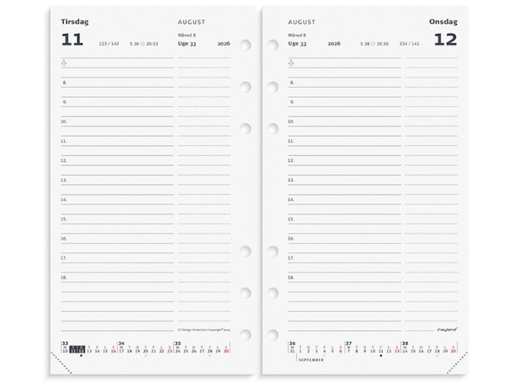 KALENDER MAYLAND 2026 26278500 SYSTEM PP DAGKALENDER REFILL 16,8X9,5CM