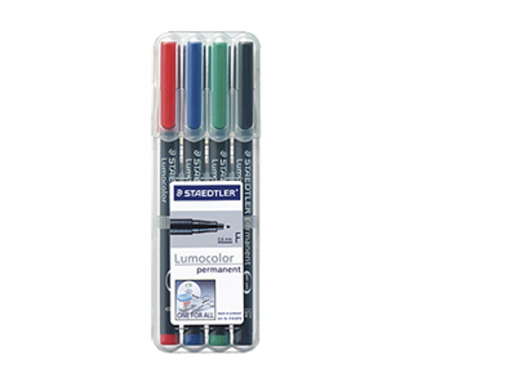 MARKER LUMOCOLOR OHP-PEN F318-WP4 PERMANENT 4 STK. ASSORTERET 