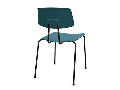 STOL TIL KANTINE OG MØDELOKALE. SHAREBASIC SH1 STOL MED SORT STEL. DEMIN/BLÅ SÆDE OG RYG I POLYPROPYLEN.