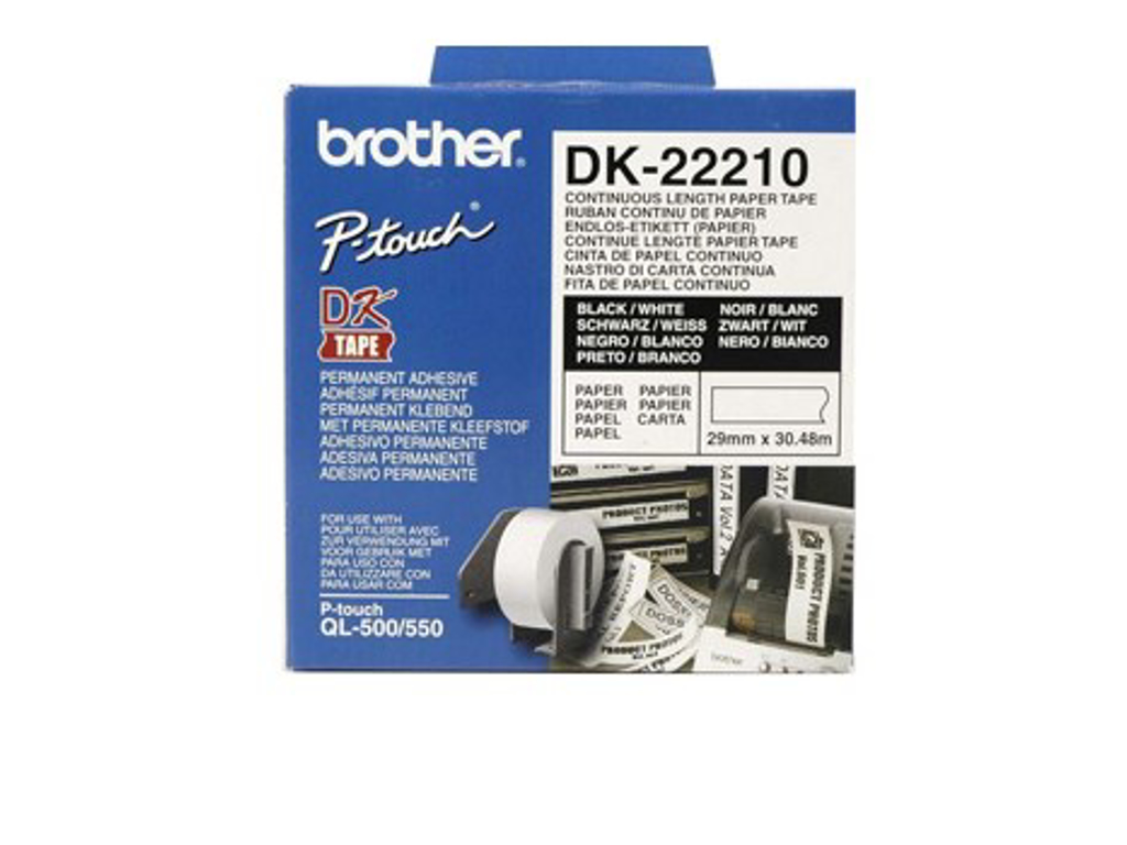 ETIKET TIL BROTHER LABELPRINTER 29MM THERMOPAPIR HVID 30M DK22210 