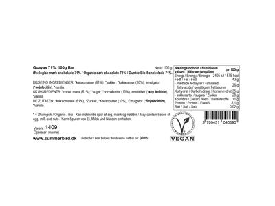 SUMMERBIRD CHOKOLADE GUAYAS 71% 100GR. 1409