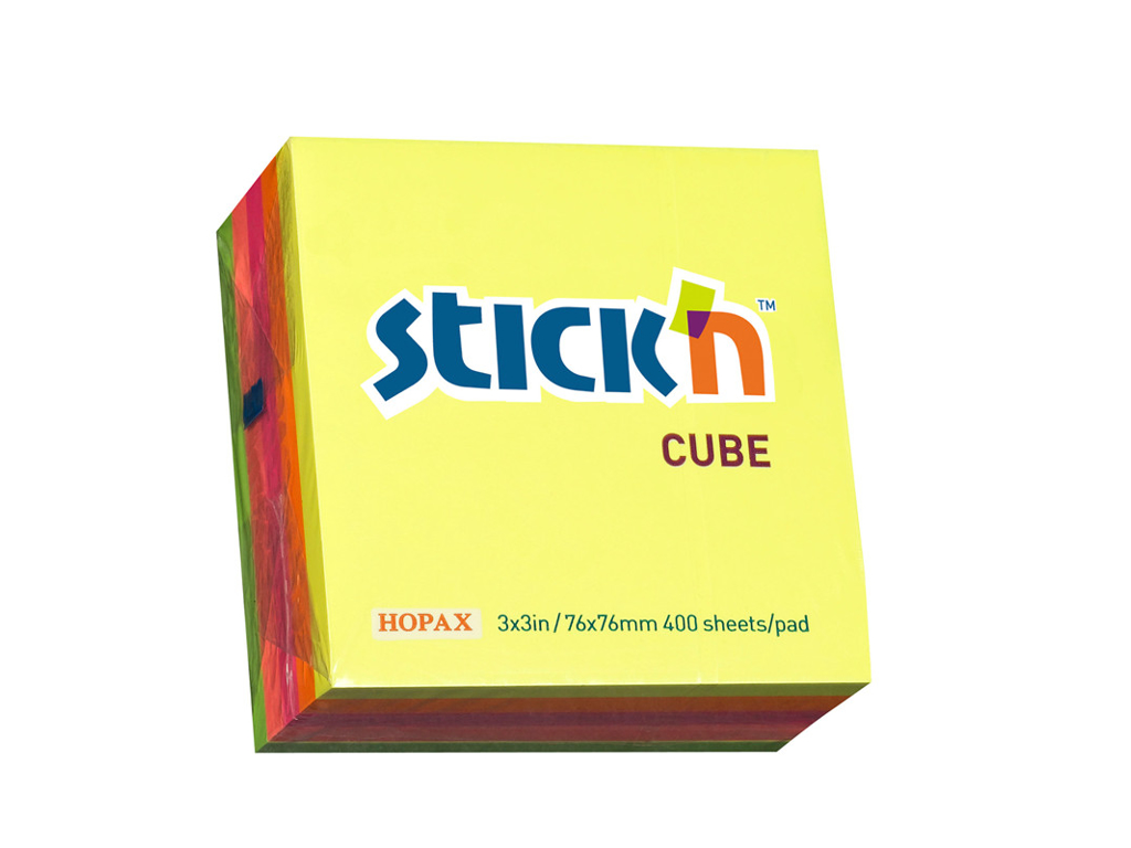 BLOK NEONKUB SELVKLÆBENDE 76X76MM 4 ASS. NEONFARVER 320 BLADE 524300