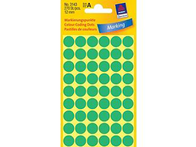 ETIKET AVERY Ø12MM 270 STK/PK GRØN 3143 