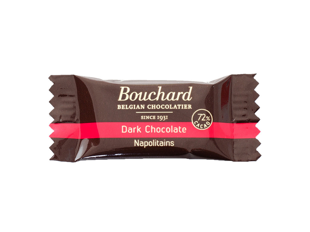 CHOKOLADE BOUCHARD MØRK BELGISK 72% 1KG. A 5GR. FLOWPAKKET 