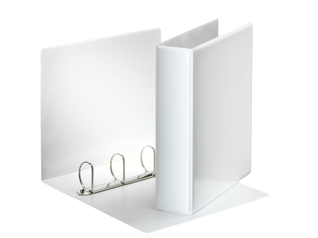 PANORAMABIND A4 M. 2 UDV. LOMMER  4 D-RINGE 50MM RYG 75MM HVID PP FOLIE 49705