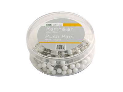 KORTNÅLE 20MM HVID 100 STK/PK  