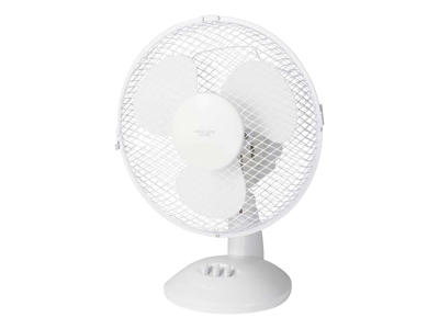VENTILATOR BORDMODEL Ø23CM HVID 2 HASTIGHEDER, TILTBAR BASE 