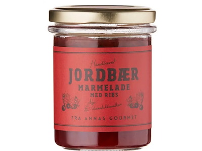 ANNAS GOURMET MARMELADE JORDBÆR MED RIBS 200GR. ØKOLOGISK 