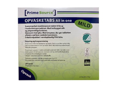 MASKINOPVASK TABS PRIME SOURCE MILD 80 STK. SVANEMÆRKET 141076