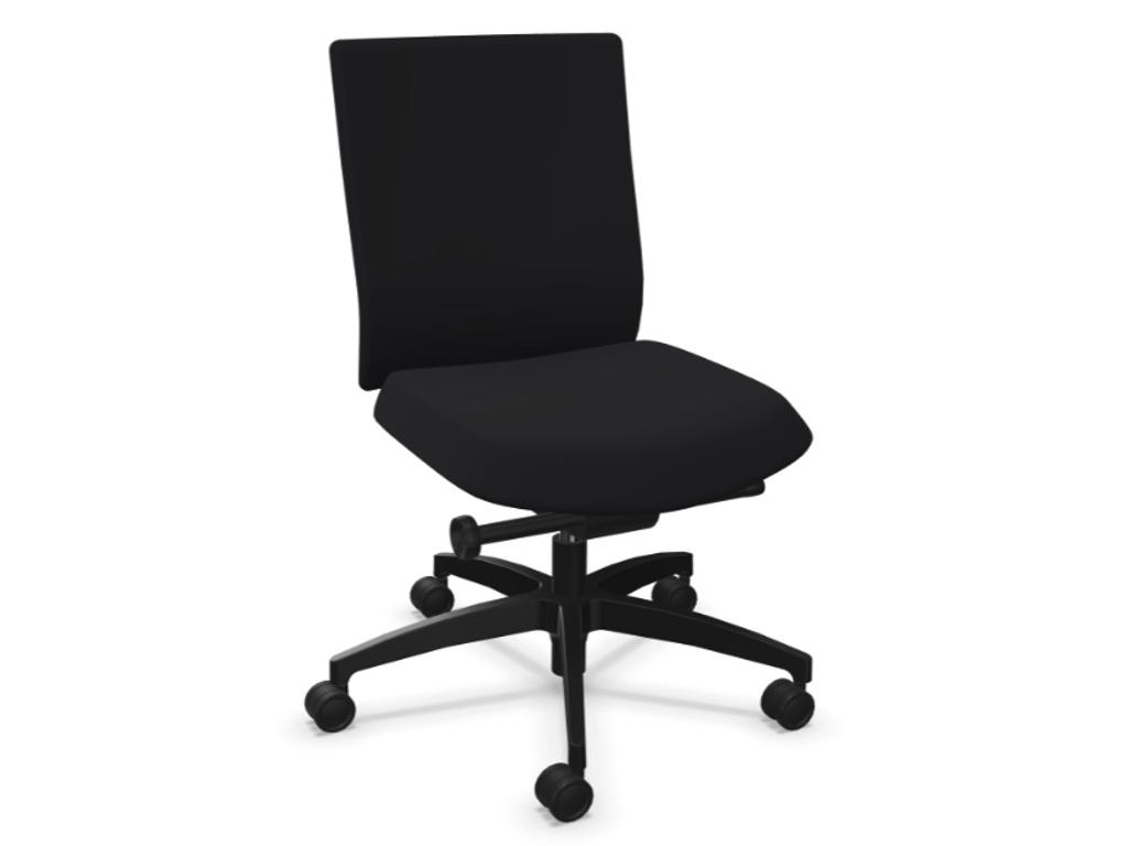KONTORSTOL DAUPHIN @JUST EVO COZY MED SORT TONAL STOF OG SORT STEL SUPER ERGONOMISK BEHAGELIG STOL