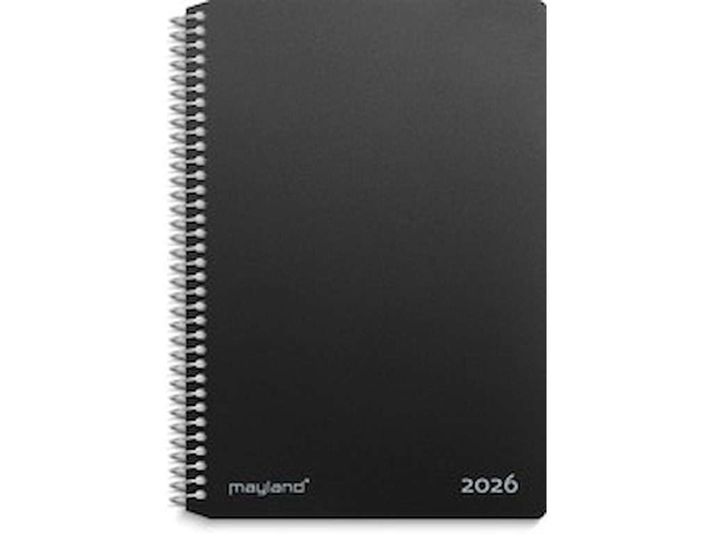 KALENDER MAYLAND 2026 26205000 2-DAGSKALENDER TVÆRFORMAT PP SORT 11,7X17,1CM