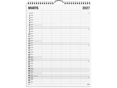 KALENDER MAYLAND 2027 27066550 FAMILIEKALENDER BLACK & WHITE 5 KOLONNER 24X34CM