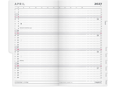 KALENDER MAYLAND 2027 27071000 INDEX PLANNER MINI GRÅ PP-PLAST 13,7X8,1CM