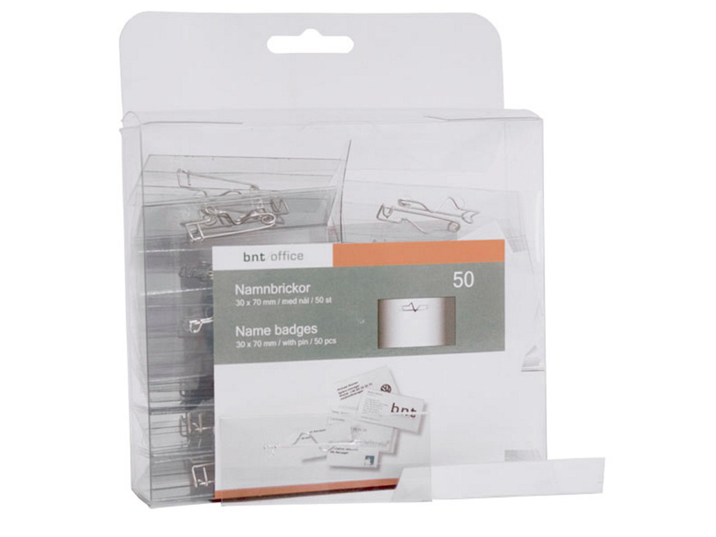 KONGRESMÆRKE 30X70MM HVID MED NÅL OG PAPINDLÆG 724000