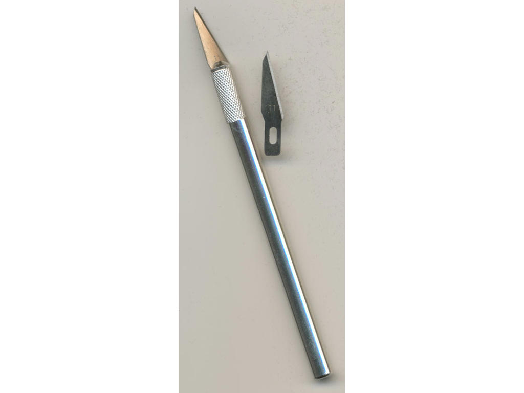 KNIV SKALPEL I ALU MED LANGT BLAD  