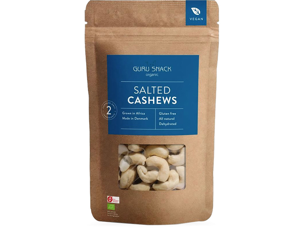 NØDDER GURU SNACKS SALTED CASHEWS 100GR. ØKO. B CORP. 