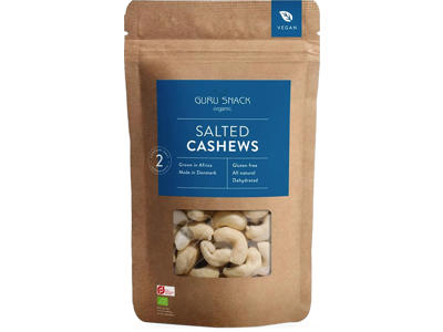 NØDDER GURU SNACKS SALTED CASHEWS 100GR. ØKO. B CORP. 