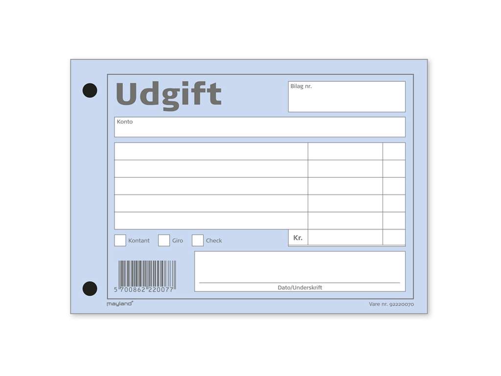 BLANKET UDGIFTSBILAG 100 BLADE 100 X 148 MM. 92 2200 70 92220070