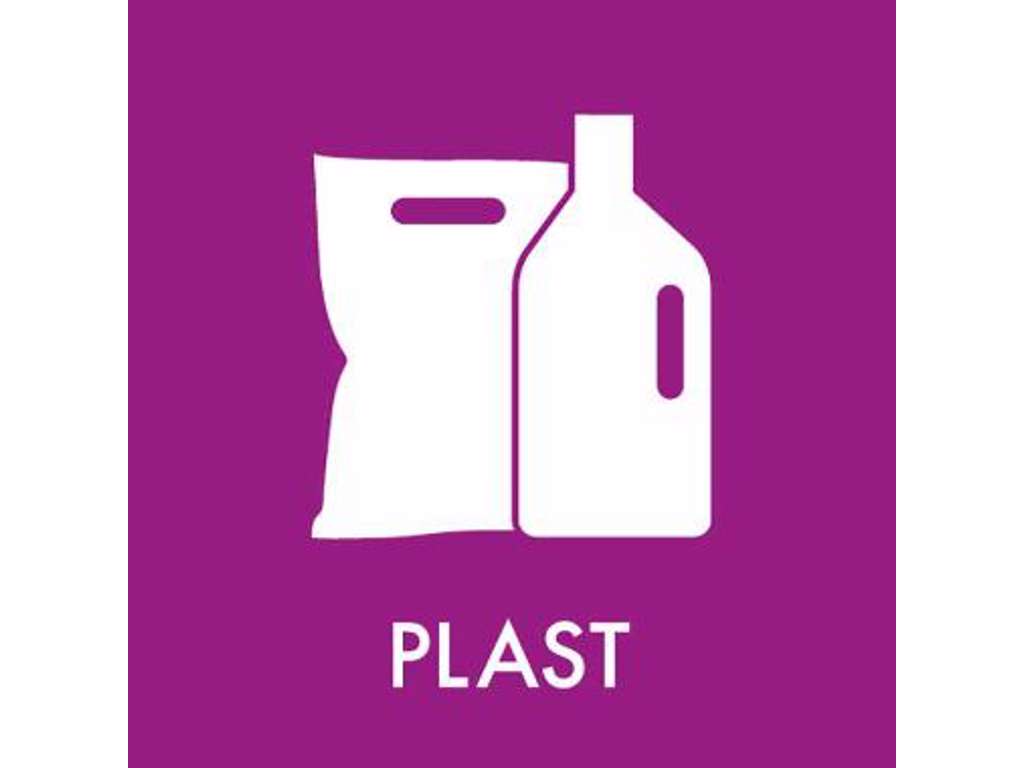 MÆRKAT TIL AFFALDSSPANDE SÆT MED 9 SYMBOLER 12X12CM AVEDØRE      SELVKLÆBENDE